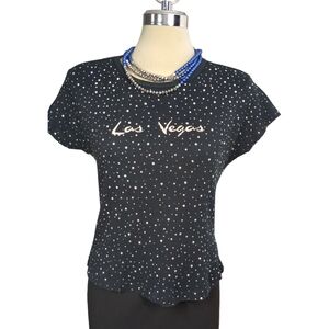 Bay Beauty Black Sparkle Silver top Size M